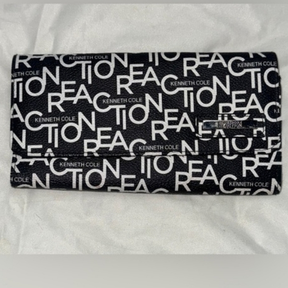 Kenneth Cole Handbags - Kenneth Cole Tri-Fold Long Wallet With Logo All Over In Black & White